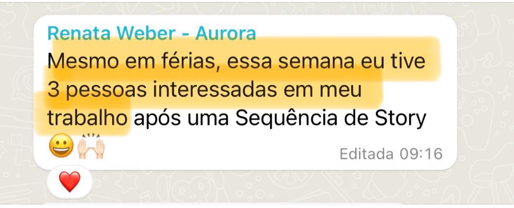 Print de depoimento de aluna 1